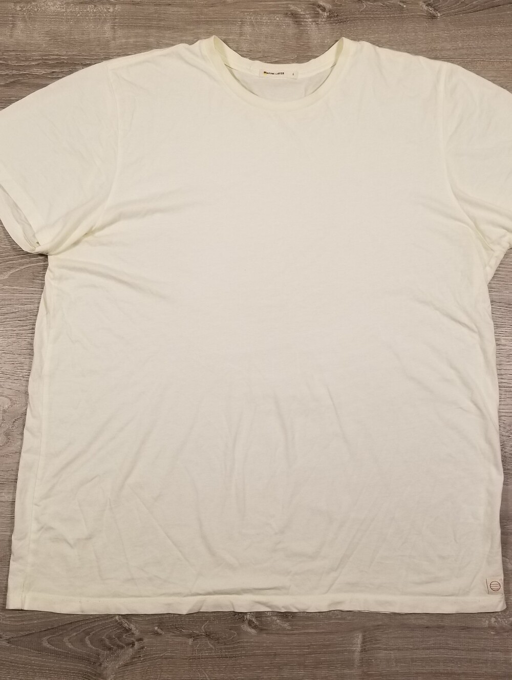 Marine Layer Mens Signature Crew T Shirt Large White Core Large Tencell Cotton